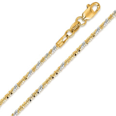 14K Two Tone Yellow & White Gold 1.5mm Sparkle Pendant Chain