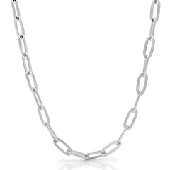 925 Sterling Silver 5.5mm Paper Clip Rhodium Plated Chain
