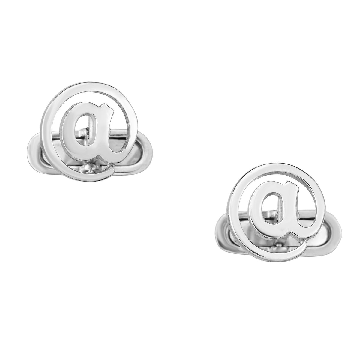925 Sterling Silver Rhodium @ "At" Symbol Cufflink