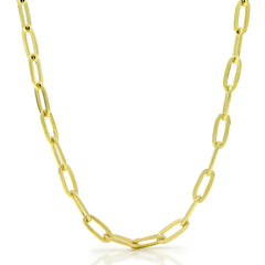 925 Sterling Silver 5.5mm Paper Clip Yellow Gold Plated Chain