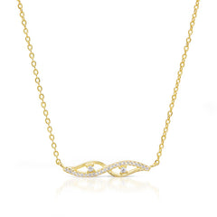 925 Sterling Silver Gold Plated Micro Pave Infinity Love Bar Necklace