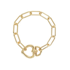 Gold Plated Paper Clip Heart Lock Bracelet