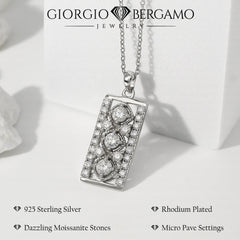 1.50 CTTW Moissanite Open Work Bar Drop Pendant in 925 Sterling Silver