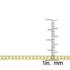 10K Yellow Gold 3mm Solid Cuban Curb Link Chain