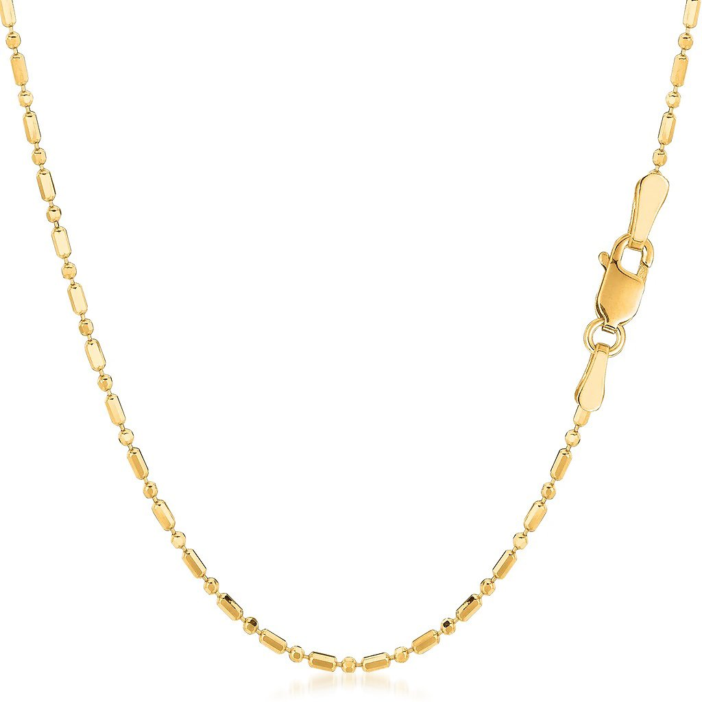 14K Yellow Gold 1.5mm Bar and Ball Bead Chain
