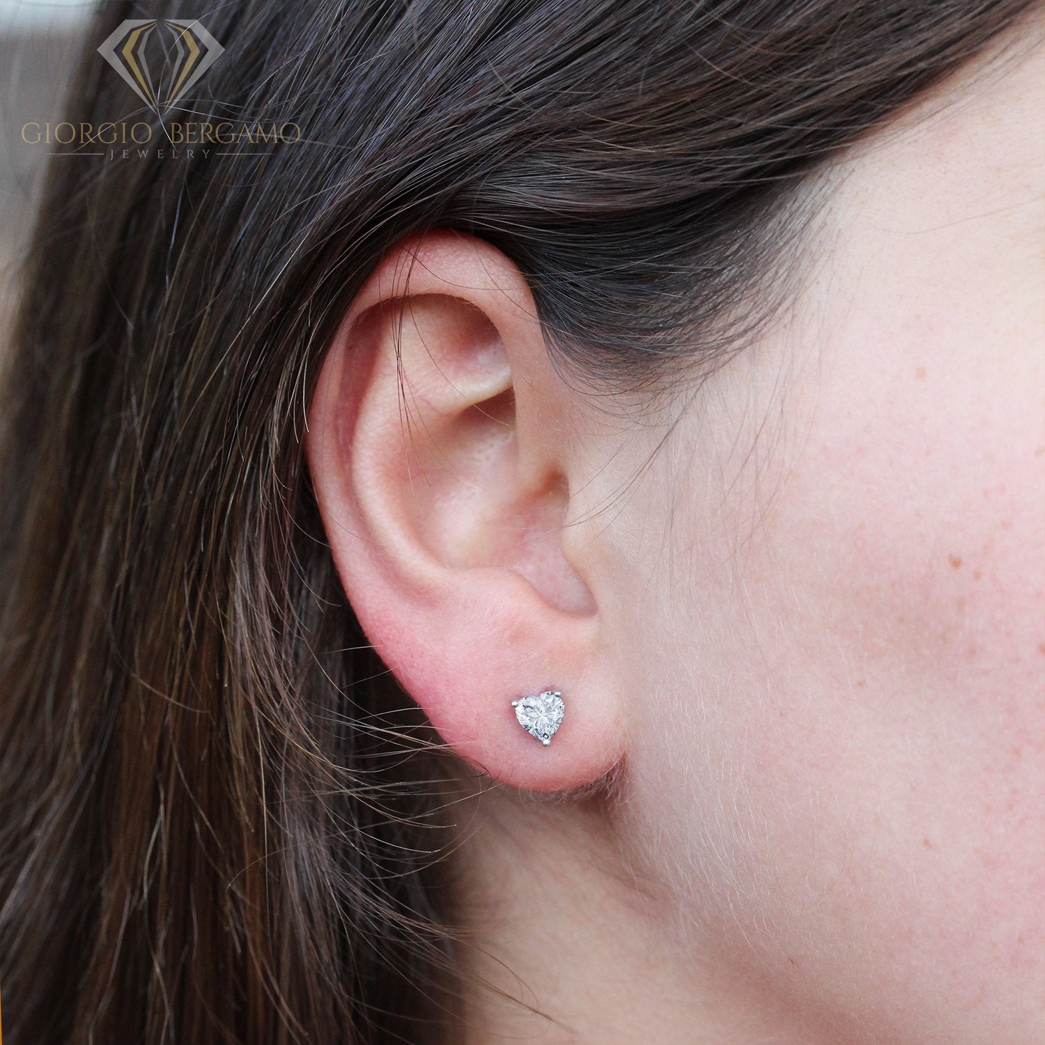 925 Sterling Silver 4mm 8mm Heart Stud Earrings – Giorgio Bergamo