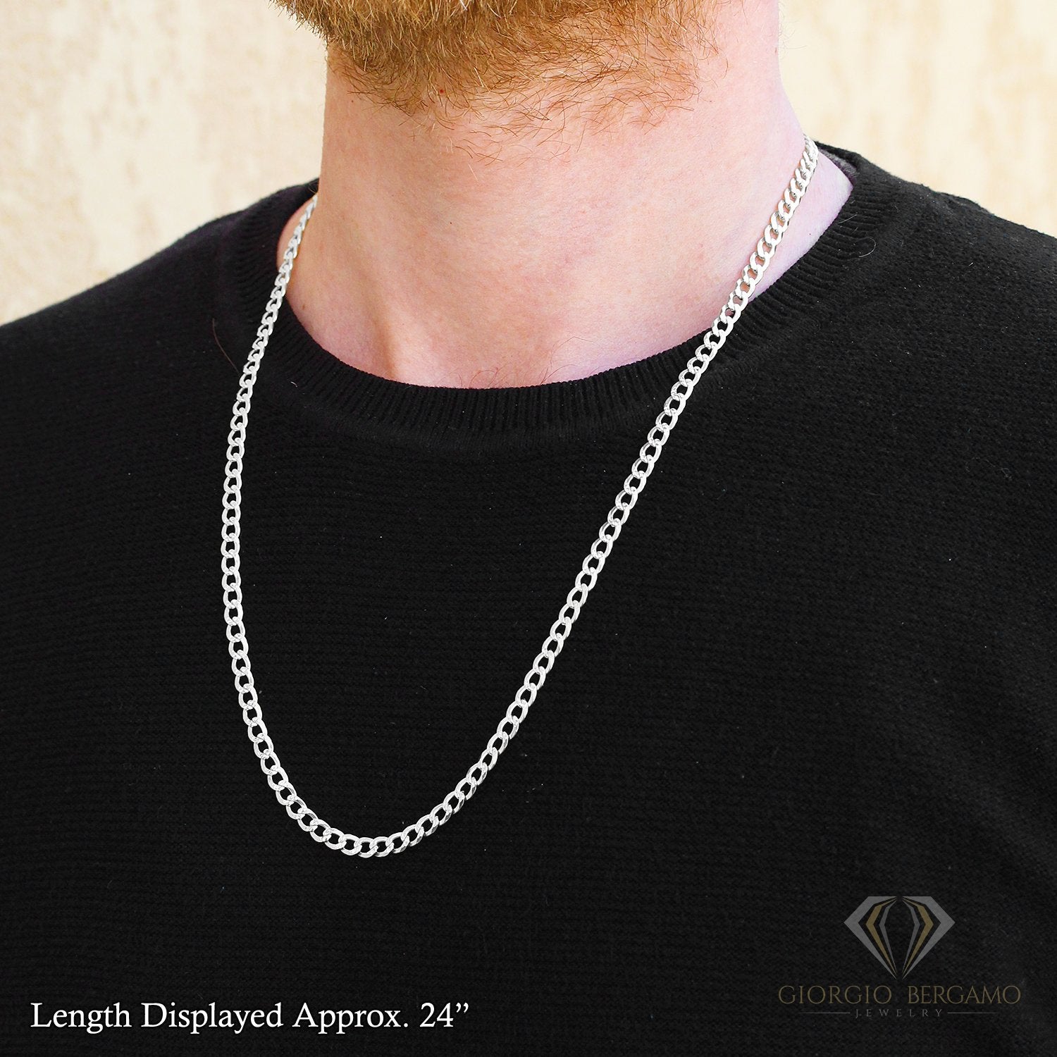 925 Sterling Silver 5mm Solid Cuban Diamond Cut Pave Curb Link Chain