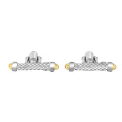 925 Sterling Silver Two-Tone Textured Italian Cable Cufflink