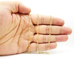 14K Yellow Gold 3mm Solid Figaro Link Chain