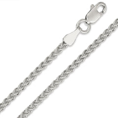 14K White Gold Solid Wheat 2mm Chain