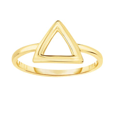 14K Yellow Gold High Polish Minimalist Triangle, Delta Ring