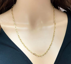 14K Yellow Gold Paper Clip 3.5mm Link Chain