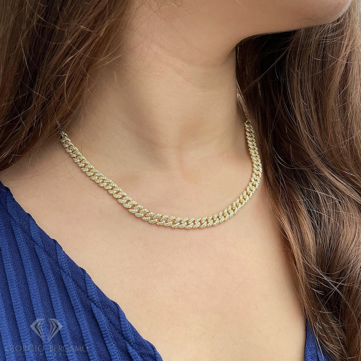 925 Sterling Silver Micro Pave Miami Cuban Link Adjustable Necklace