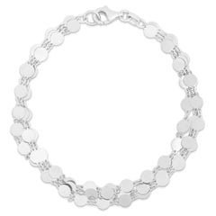 925 Sterling Silver Mirrored Link Chain Layered Bracelet