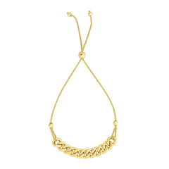 14K Yellow Gold Cuban Link Adjustable Pull Bolo Bracelet