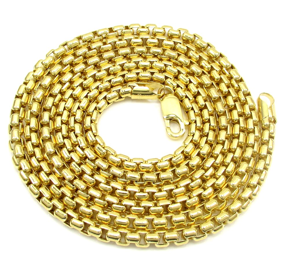 14K Yellow Gold 3.5mm Round Box Link Chain