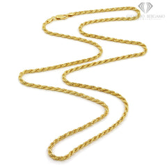 14K Yellow Gold 3mm Solid Rope Diamond Cut Chain