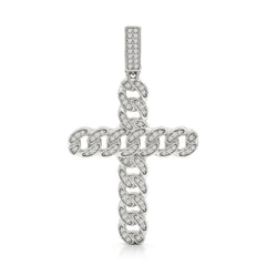 925 Sterling Silver Micro Pave Miami Cuban Cross Pendant Only