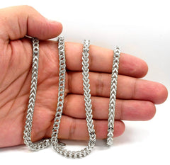 925 Sterling Silver 5mm Hollow Franco Rhodium Plated Chain