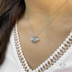 925 Sterling Silver Micro Pave Bumblebee Necklace