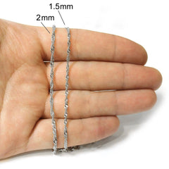 14K White Gold 1.5mm Singapore Chain