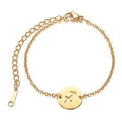 Stainless Steel Gold Plated Zodiac Disc Ankle Bracelet