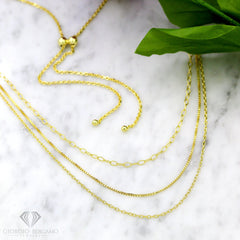 925 Sterling Silver Gold Plated Multi-Strand Layered Adjustable Necklace
