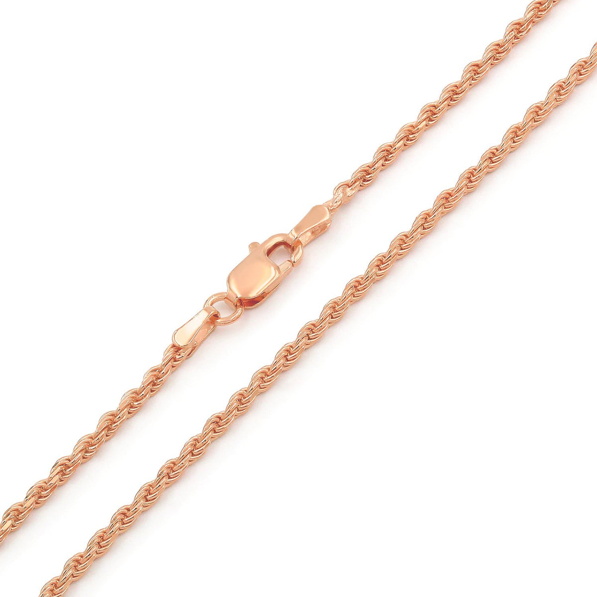 14K Rose Gold 2mm Solid Rope Diamond Cut Chain