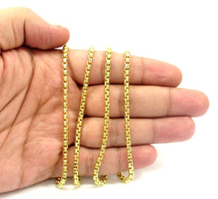 14K Yellow Gold 3.5mm Round Box Link Chain