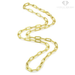 925 Sterling Silver 5.5mm Paper Clip Yellow Gold Plated Chain