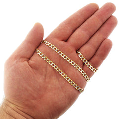 14K Yellow Gold 5mm Hollow Cuban Diamond Cut Pave Curb Link Chain