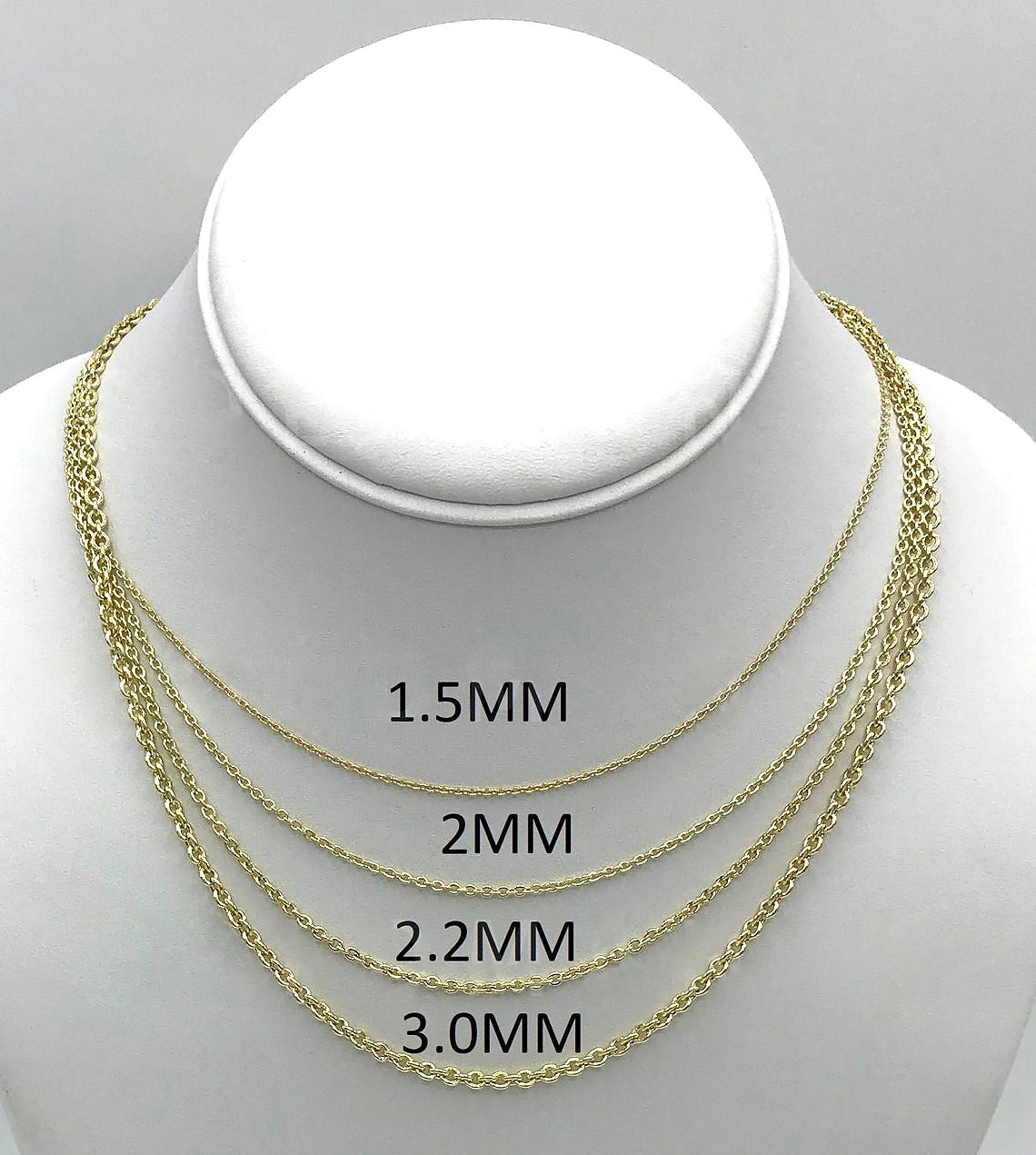 14K Yellow Gold 3mm Forsantina Cable Chain