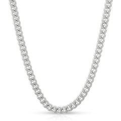 925 Sterling Silver 3.5mm Solid Miami Cuban Link Rhodium Chain