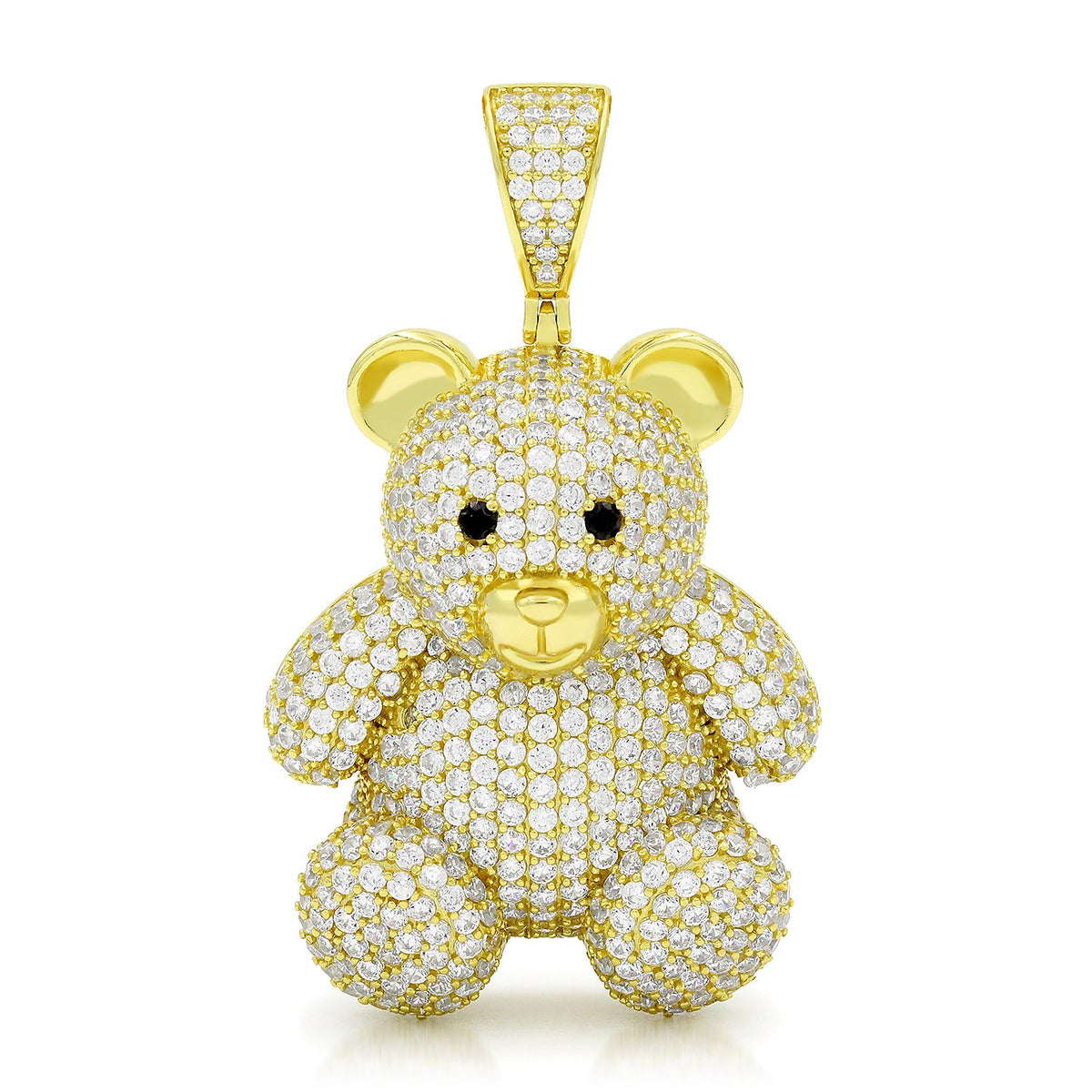 925 Sterling Silver Micro Pave Hip Hop Teddy Bear Pendant Only