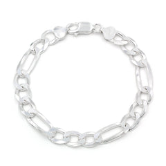925 Sterling Silver 8.5mm Solid Figaro ITProLux Bracelet
