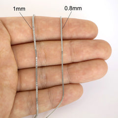 14K White Gold 0.8mm Foxtail Chain