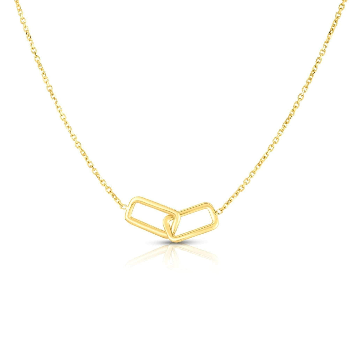 14K Yellow Gold Rectangular Interlocking Necklace