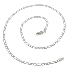 14K White Gold 3mm Solid Figaro Link Chain