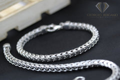 925 Sterling Silver 5.5mm Solid Franco Rhodium Bracelet