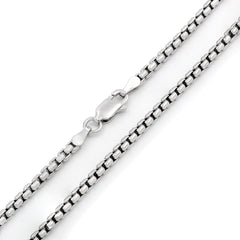 14K White Gold 2.5mm Round Box Hollow Link Chain