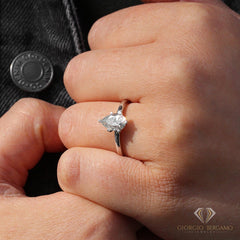 1.0 CTW Moissanite Pear Cut Engagement Ring in 925 Sterling Silver