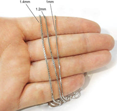 14K White Gold 1mm Box Pendant Chain