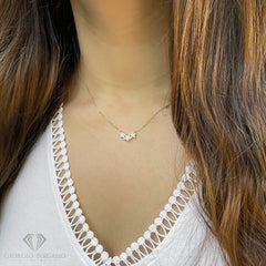 925 Sterling Silver Gold Plated Curved Bar Minimalist Star Necklace