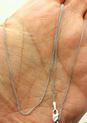 14K White Gold Solid Round Wheat 1mm Diamond Cut Chain