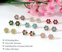 925 Sterling Silver Gold Plated Minimalist Flower Cluster Stud Earrings