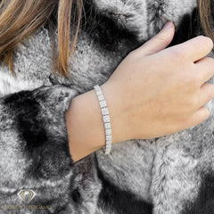 925 Sterling Silver Graduated Micro Pave Ladies Bracelet