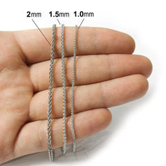 14K White Gold Solid Wheat 2mm Chain