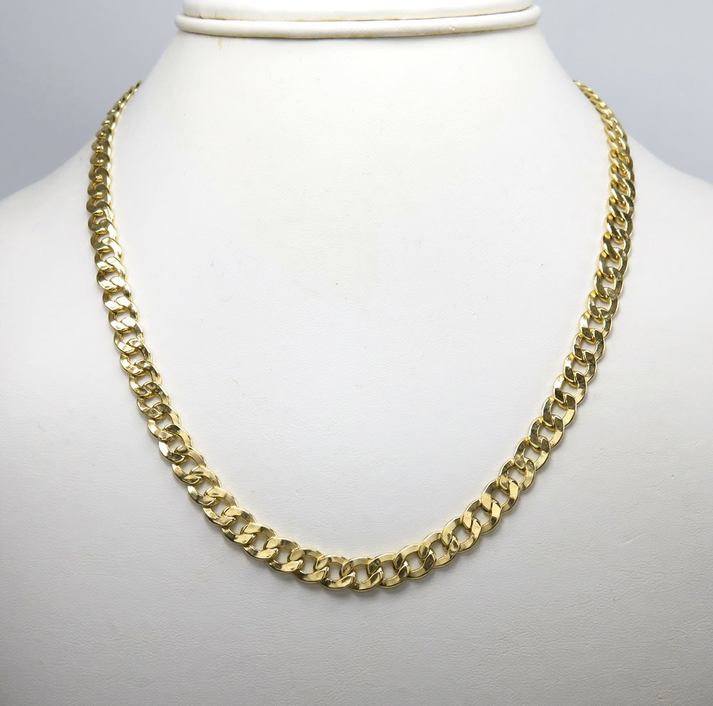 14K Yellow Gold 6.5mm Hollow Cuban Curb Link Chain