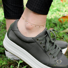 925 Sterling Silver Paper Clip Round Charm Ankle Bracelet
