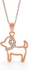 925 Sterling Silver Rose Gold Plated Puppy Dog Cut Out Pendant Necklace